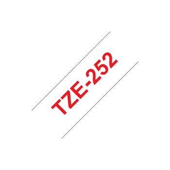 Ruban d'étiquettes laminé générique Brother TZe252 - Texte rouge sur fond blanc - Largeur 24 mm x 8 mètres