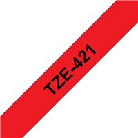 Ruban pour étiquettes laminé générique Brother TZe421 - Texte noir sur fond rouge - Largeur 9 mm x 8 mètres