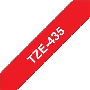 Ruban pour étiquettes laminé générique Brother TZe435 - Texte blanc sur fond rouge - Largeur 12 mm x 8 mètres
