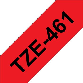 Ruban pour étiquettes laminé générique Brother TZe461 - Texte noir sur fond rouge - Largeur 36 mm x 8 mètres