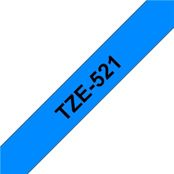 Ruban pour étiquettes laminé générique Brother TZe521 - Texte noir sur fond bleu - Largeur 9 mm x 8 mètres