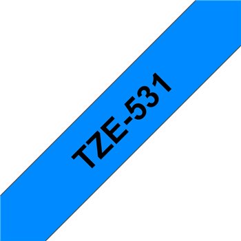 Ruban pour étiquettes laminé générique Brother TZe531 - Texte noir sur fond bleu - Largeur 12 mm x 8 mètres