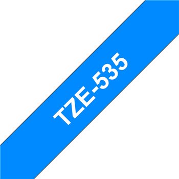 Ruban pour étiquettes laminé générique Brother TZe535 - Texte blanc sur fond bleu - Largeur 12 mm x 8 mètres