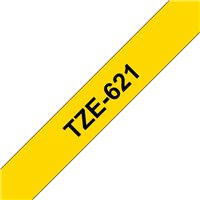 Ruban pour étiquettes laminé générique Brother TZe621 - Texte noir sur fond jaune - Largeur 9 mm x 8 mètres