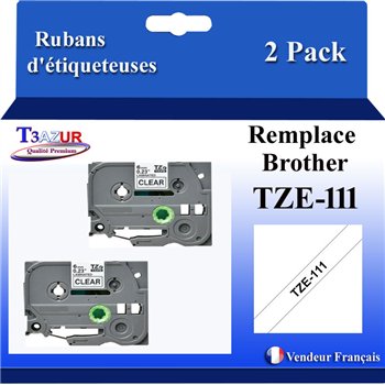 Rubans générique Brother TZE-111 (TZ-111)- Noire/Transparent- 6mm * 8m
