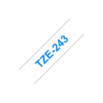 Brother TZe243 Ruban d'étiquettes laminé générique - Texte bleu sur fond blanc - Largeur 18 mm x 8 mètres