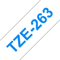 Brother TZe263 Ruban d'étiquettes laminé générique - Texte bleu sur fond blanc - Largeur 36 mm x 8 mètres