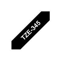 Ruban pour étiquettes laminé générique Brother TZe345 - Texte blanc sur fond noir - Largeur 18 mm x 8 mètres
