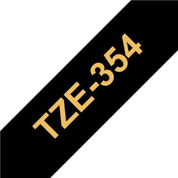 Ruban pour étiquettes laminé générique Brother TZe354 - Texte doré sur fond noir - Largeur 24 mm x 8 mètres