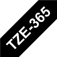 Ruban pour étiquettes laminé générique Brother TZe365 - Texte blanc sur fond noir - Largeur 36 mm x 8 mètres