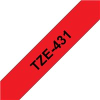 Ruban pour étiquettes laminé générique Brother TZe431 - Texte noir sur fond rouge - Largeur 12 mm x 8 mètres