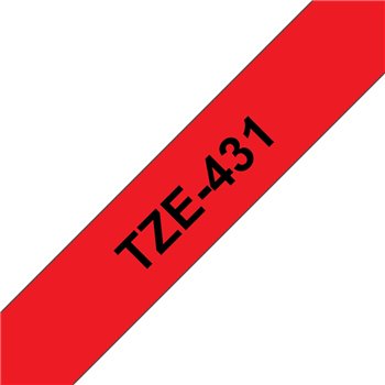 Ruban pour étiquettes laminé générique Brother TZe431 - Texte noir sur fond rouge - Largeur 12 mm x 8 mètres