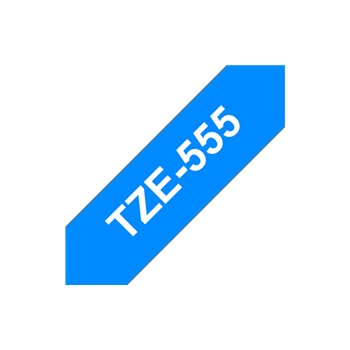 Ruban pour étiquettes laminé générique Brother TZe555 - Texte blanc sur fond bleu - Largeur 24 mm x 8 mètres