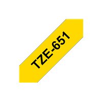Ruban pour étiquettes laminé générique Brother TZe651 - Texte noir sur fond jaune - Largeur 24 mm x 8 mètres