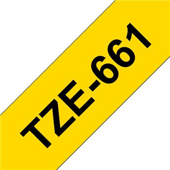 Ruban pour étiquettes laminé générique Brother TZe661 - Texte noir sur fond jaune - Largeur 36 mm x 8 mètres