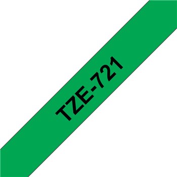 Ruban pour étiquettes laminé générique Brother TZe721 - Texte noir sur fond vert - Largeur 9 mm x 8 mètres