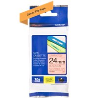 Ruban pour étiquettes laminé fluorescent original Brother TZeB51 - Texte noir sur fond blanc - Largeur 24 mm x 5 mètres