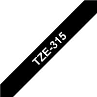 Ruban pour étiquettes laminé générique Brother TZe315 - Texte blanc sur fond noir - Largeur 6 mm x 8 mètres