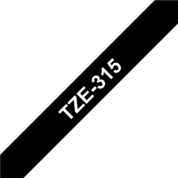 Ruban pour étiquettes laminé générique Brother TZe315 - Texte blanc sur fond noir - Largeur 6 mm x 8 mètres