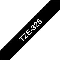 Ruban pour étiquettes laminé générique Brother TZe325 - Texte blanc sur fond noir - Largeur 9 mm x 8 mètres