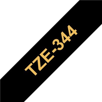 Ruban pour étiquettes laminé générique Brother TZe344 - Texte doré sur fond noir - Largeur 18 mm x 8 mètres