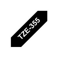 Ruban pour étiquettes laminé générique Brother TZe355 - Texte blanc sur fond noir - Largeur 24 mm x 8 mètres