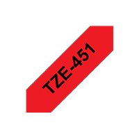 Ruban pour étiquettes laminé générique Brother TZe451 - Texte noir sur fond rouge - Largeur 24 mm x 8 mètres
