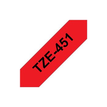 Ruban pour étiquettes laminé générique Brother TZe451 - Texte noir sur fond rouge - Largeur 24 mm x 8 mètres