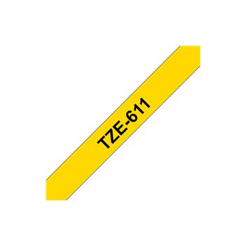 Ruban pour étiquettes laminé générique Brother TZe611 - Texte noir sur fond jaune - Largeur 6 mm x 8 mètres