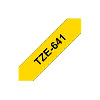 Ruban pour étiquettes laminé générique Brother TZe641 - Texte noir sur fond jaune - Largeur 18 mm x 8 mètres