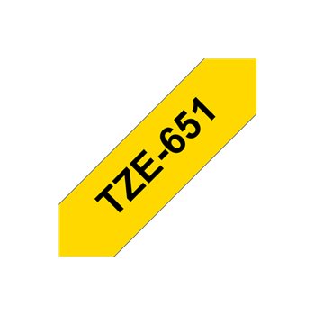 Ruban pour étiquettes laminé générique Brother TZe651 - Texte noir sur fond jaune - Largeur 24 mm x 8 mètres