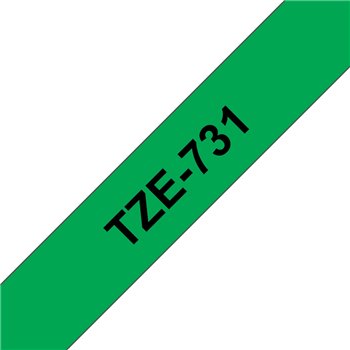 Ruban pour étiquettes laminé générique Brother TZe731 - Texte noir sur fond vert - Largeur 12 mm x 8 mètres