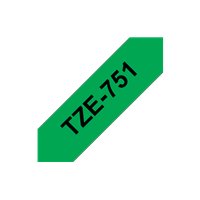 Ruban pour étiquettes laminé générique Brother TZe751 - Texte noir sur fond vert - Largeur 24 mm x 8 mètres