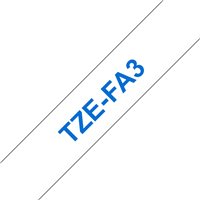 Ruban d'étiquettes textile original Brother TZeFA3 - Texte bleu sur fond blanc - Largeur 12 mm x 3 mètres