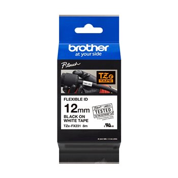 Brother TZeFX231 Ruban pour étiquettes laminé flexible original - Texte noir sur fond blanc - Largeur 12 mm x 8 mètres