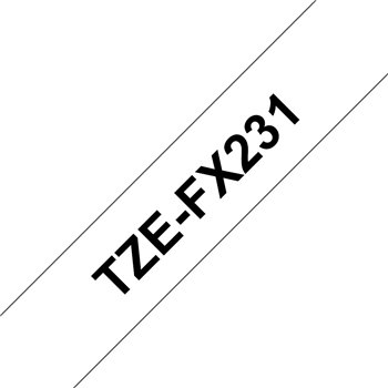 Brother TZeFX231 Ruban pour étiquettes laminé flexible original - Texte noir sur fond blanc - Largeur 12 mm x 8 mètres