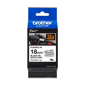 Brother TZeFX241 Ruban pour étiquettes laminé flexible original - Texte noir sur fond blanc - Largeur 18 mm x 8 mètres