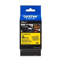 Ruban pour étiquettes laminé flexible original Brother TZeFX611 - Texte noir sur fond jaune - Largeur 6 mm x 8 mètres