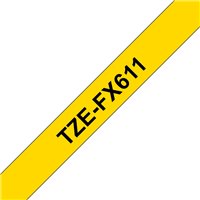 Ruban pour étiquettes laminé flexible original Brother TZeFX611 - Texte noir sur fond jaune - Largeur 6 mm x 8 mètres