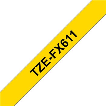 Ruban pour étiquettes laminé flexible original Brother TZeFX611 - Texte noir sur fond jaune - Largeur 6 mm x 8 mètres