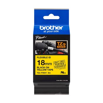 Brother TZeFX641 Ruban pour étiquettes laminé flexible original - Texte noir sur fond jaune - Largeur 18 mm x 8 mètres