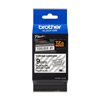 Brother TZeS121 Ruban pour étiquettes laminé super adhésif original - Texte noir sur fond transparent - Largeur 9 mm x 8 mètres