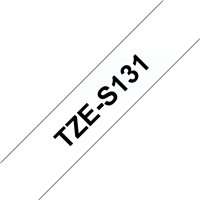 Brother TZeS131 ​​​​Ruban d'étiquettes laminé super adhésif original - Texte noir sur fond transparent - Largeur 12 mm x 8 mètre