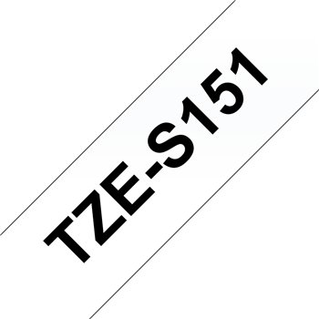 Brother TZeS151 Ruban pour étiquettes laminé super adhésif original - Texte noir sur fond transparent - Largeur 24 mm x 8 mètres