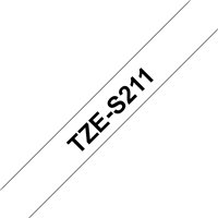 Brother TZeS211 Ruban pour étiquettes laminé super adhésif original - Texte noir sur fond blanc - Largeur 6 mm x 8 mètres