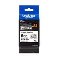 Brother TZeS221 Ruban pour étiquettes laminé super adhésif original - Texte noir sur fond blanc - Largeur 9 mm x 8 mètres