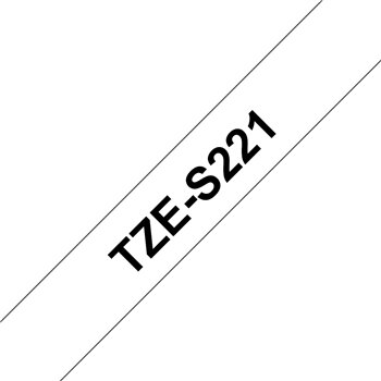 Brother TZeS221 Ruban pour étiquettes laminé super adhésif original - Texte noir sur fond blanc - Largeur 9 mm x 8 mètres