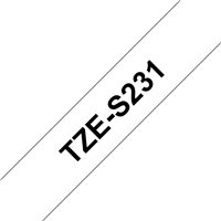 Brother TZeS231 Ruban pour étiquettes laminé super adhésif original - Texte noir sur fond blanc - Largeur 12 mm x 8 mètres