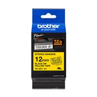 Brother TZeS631 Ruban pour étiquettes laminé super adhésif original - Texte noir sur fond jaune - Largeur 12 mm x 8 mètres