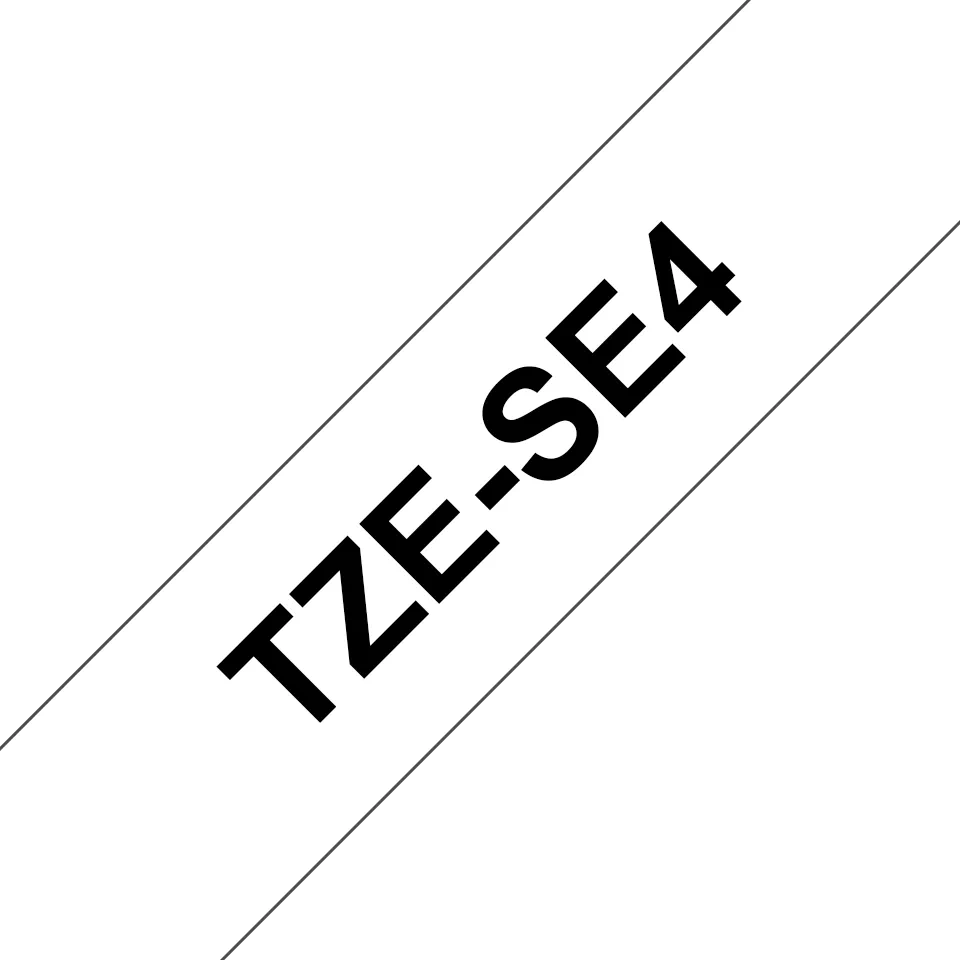 Ruban d'étiquettes de sécurité laminé original Brother TZeSE4 - Texte noir sur fond blanc - Largeur 18 mm x 8 mètres